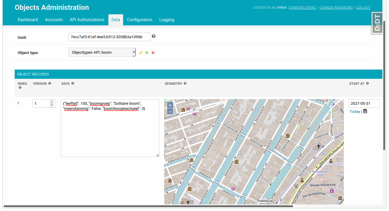 Fill in the object data